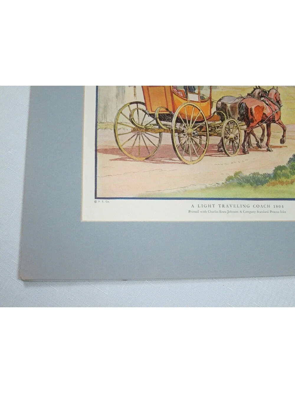 Antique Edward Penfield Color Litho Art Print 12x14 Light Traveling Coach 1804